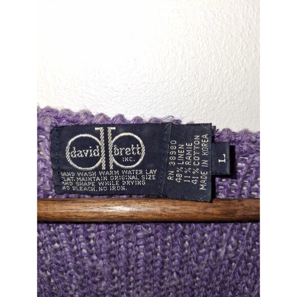 Vintage David Brett Knit Purple Cropped Short Sleeve Sweater | Size L - Picture 8 of 12
